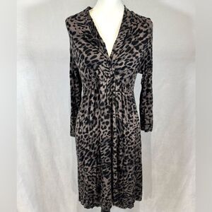 Soma animal print cheetah jersey knit empire waist dress size medium